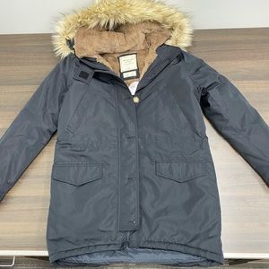 Abercrombie and Fitch Long Line Jacket with Faux Fur Interior & Lined Hood - NWT